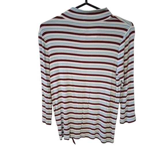 2/$25 St.John's Bay Mock Neck LS Tees Striped Tie Side Soft Layering 90's Y2K M - Picture 10 of 11
